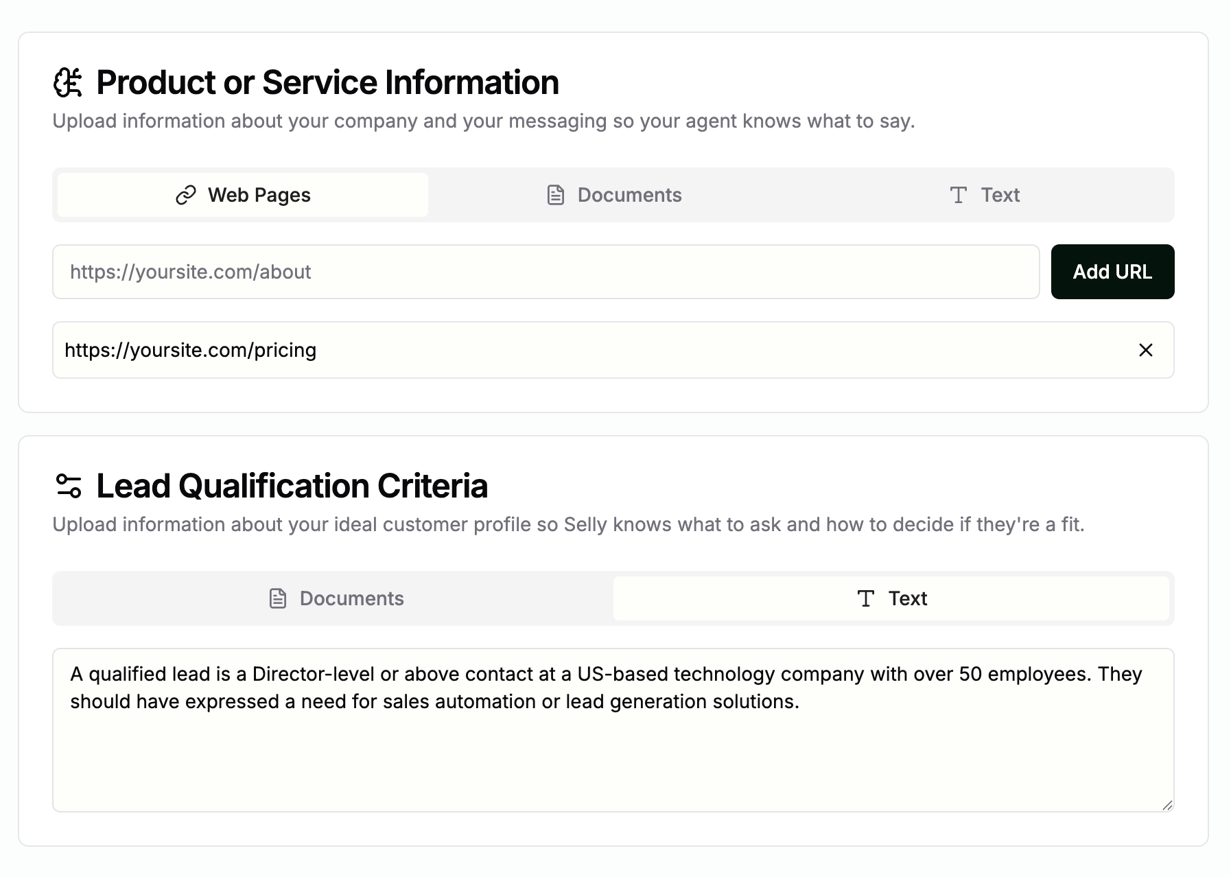 Custom training interface
